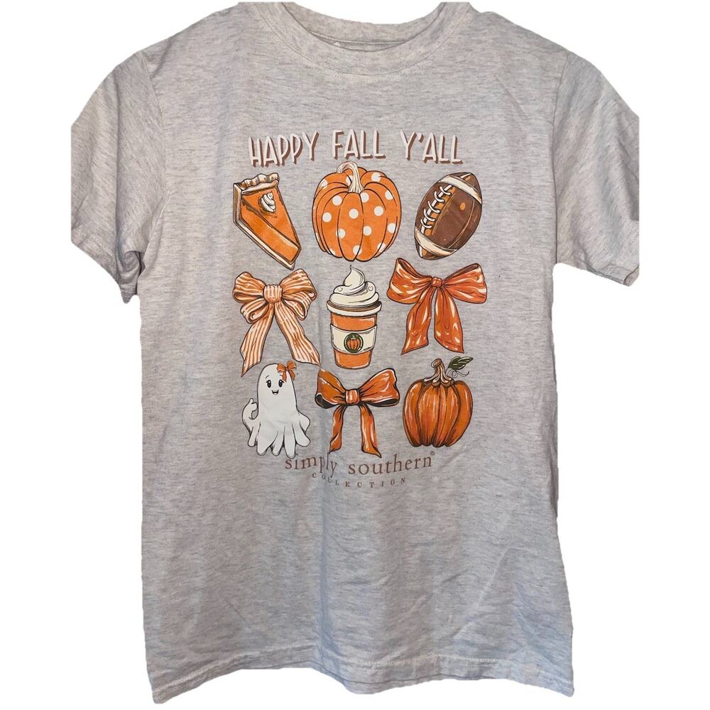 Simply Southern Girls Fall Tshirt “Happy Fall Yall” Sz Youth Medium Soft